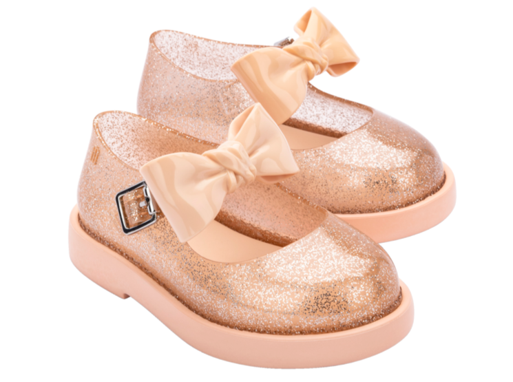 Mini Melissa Lola Beige Glitter | melissa shoes Japan