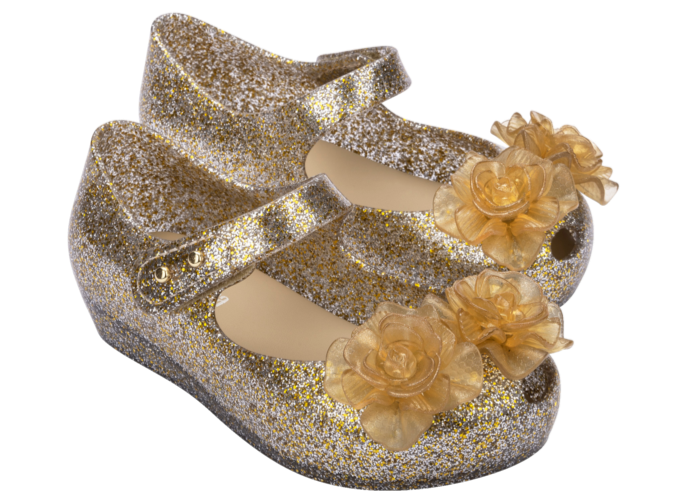 Mini melissa sales gold glitter bow