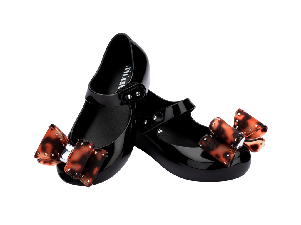 Mini Melissa Ultragirl Classic Bow Black Turtle