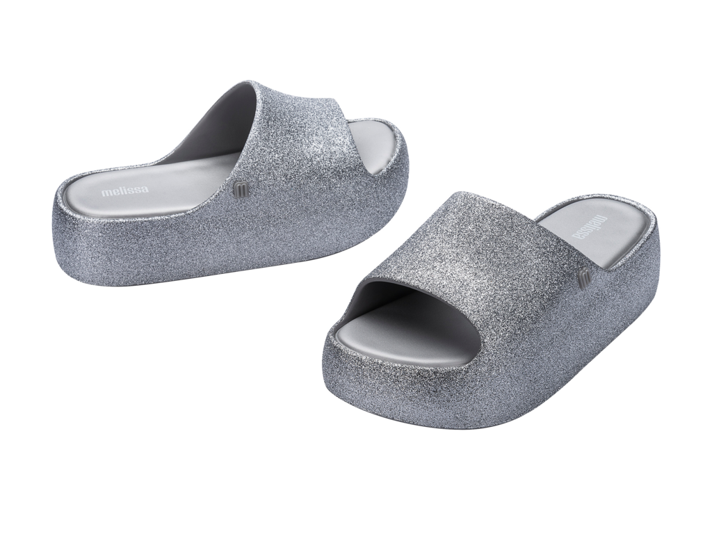 Melissa Free Platform Slide Glitter Grey