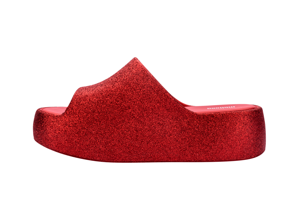 Melissa Free Platform Slide Glitter Red